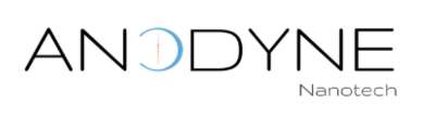 The logo for Anodyne Nanotech features the company name in black uppercase letters with a stylized blue "O" and the word "Nanotech" in gray underneath on the right.