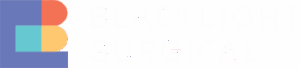 Logo with a stylized "B" in blue, red, teal, and yellow, next to the text "BLACKLIGHT SURGICAL" in light letters on a gray background—featured in Triple Ring Technologies' case study on our intra-operative tissue pathology system.